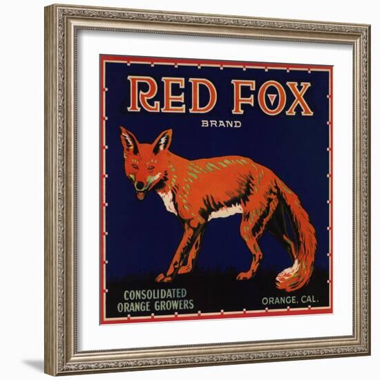 Red Fox Brand - Orange, California - Citrus Crate Label-Lantern Press-Framed Art Print