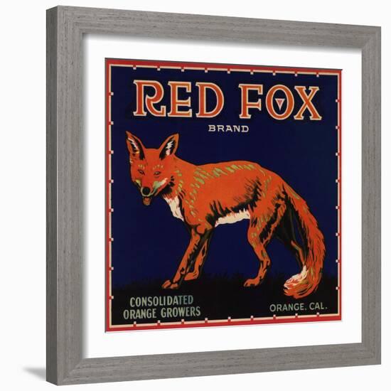 Red Fox Brand - Orange, California - Citrus Crate Label-Lantern Press-Framed Art Print