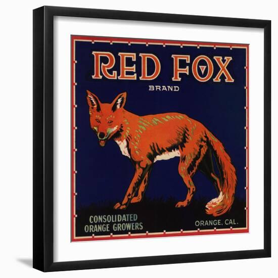 Red Fox Brand - Orange, California - Citrus Crate Label-Lantern Press-Framed Art Print