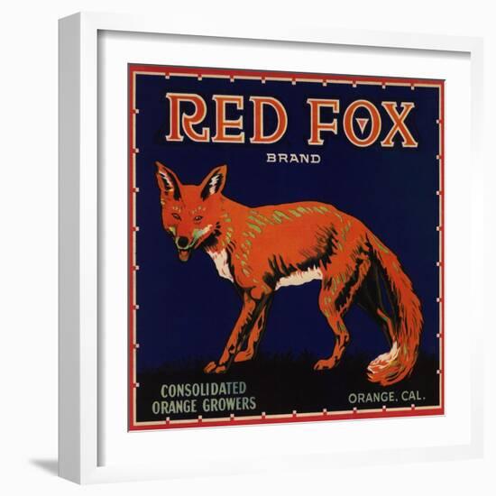 Red Fox Brand - Orange, California - Citrus Crate Label-Lantern Press-Framed Art Print