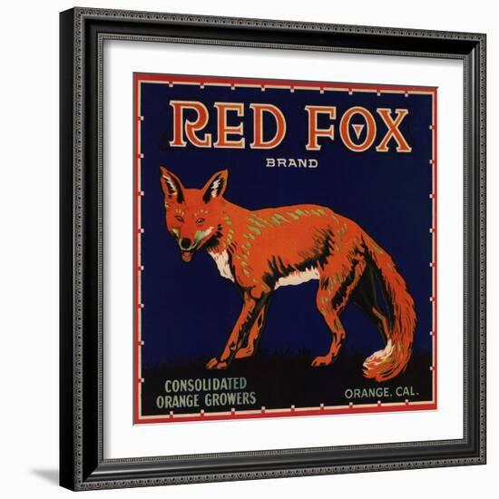 Red Fox Brand - Orange, California - Citrus Crate Label-Lantern Press-Framed Art Print