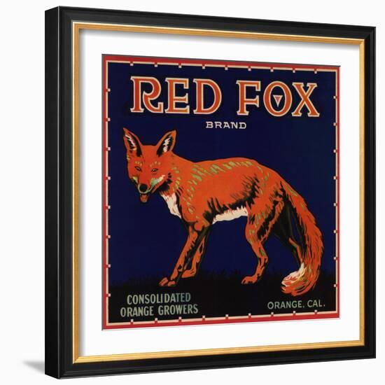 Red Fox Brand - Orange, California - Citrus Crate Label-Lantern Press-Framed Art Print