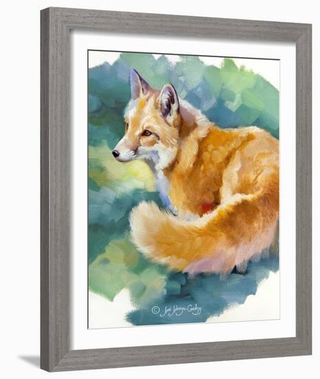 Red Fox on Green-Joni Johnson-Godsy-Framed Giclee Print