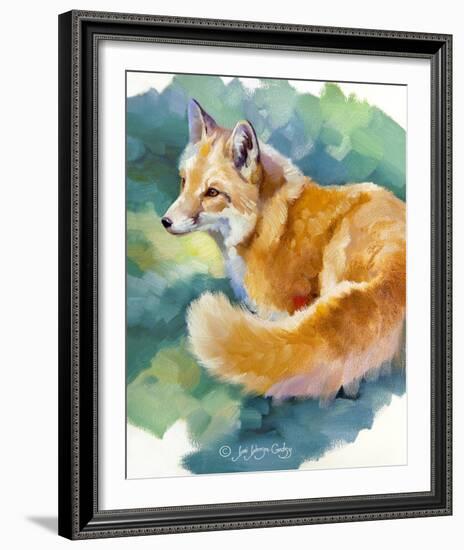 Red Fox on Green-Joni Johnson-Godsy-Framed Giclee Print