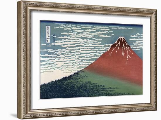 Red Fuji or South Wind, Clear Sky-Katsushika Hokusai-Framed Premium Giclee Print