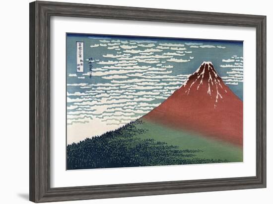 Red Fuji or South Wind, Clear Sky-Katsushika Hokusai-Framed Art Print