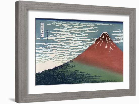 Red Fuji or South Wind, Clear Sky-Katsushika Hokusai-Framed Art Print