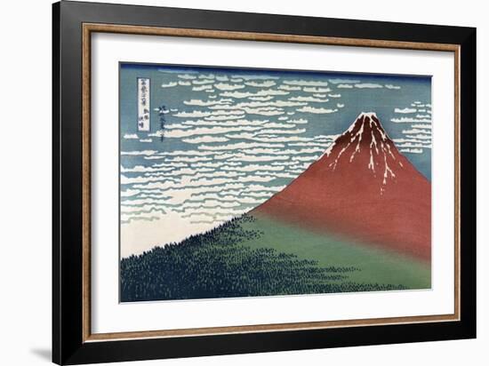 Red Fuji or South Wind, Clear Sky-Katsushika Hokusai-Framed Art Print