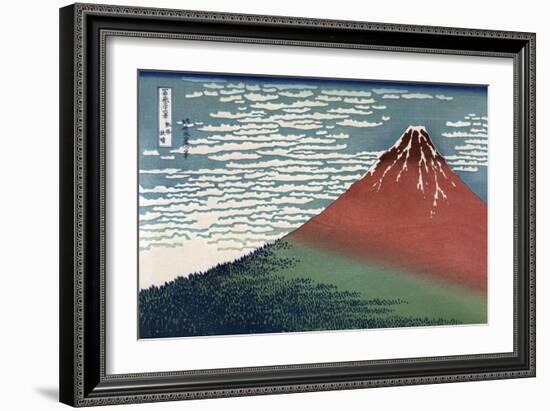 Red Fuji or South Wind, Clear Sky-Katsushika Hokusai-Framed Art Print