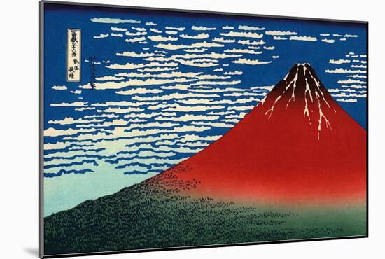 Red Fuji-Katsushika Hokusai-Mounted Art Print