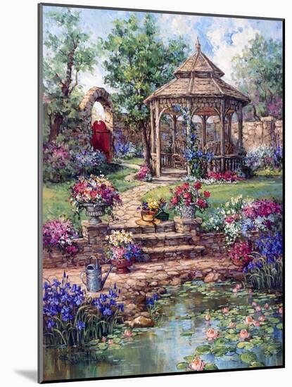 Red Garden Gate-Barbara Mock-Mounted Giclee Print
