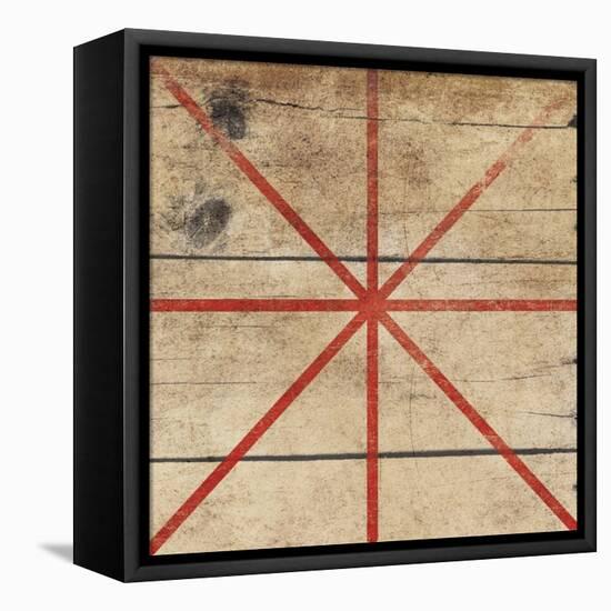Red Geo 2-Jace Grey-Framed Stretched Canvas
