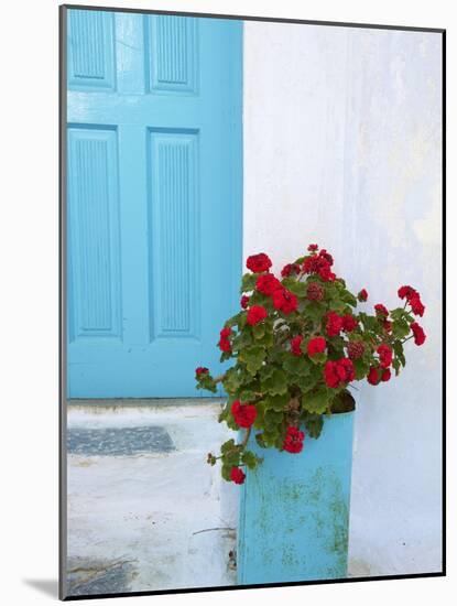 Red Geraniums, Chora, Amorgos, Cyclades, Aegean, Greek Islands, Greece, Europe-Tuul-Mounted Photographic Print