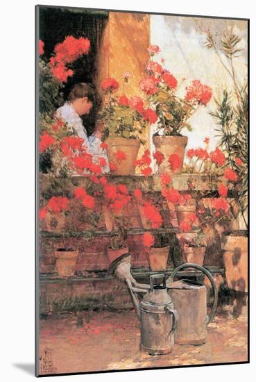 Red Geraniums-Childe Hassam-Mounted Premium Giclee Print
