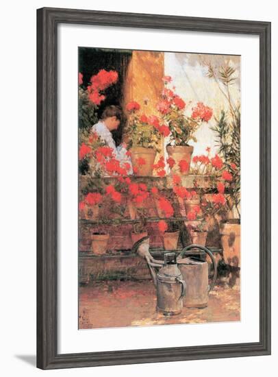 Red Geraniums-Childe Hassam-Framed Art Print