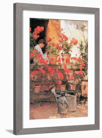 Red Geraniums-Childe Hassam-Framed Art Print