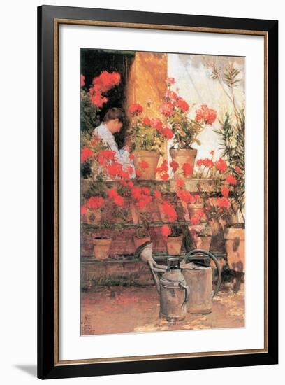 Red Geraniums-Childe Hassam-Framed Art Print