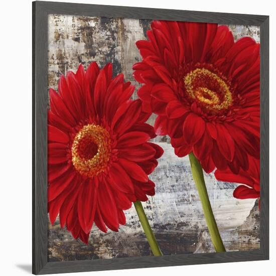 Red Gerberas I-Jenny Thomlinson-Framed Art Print