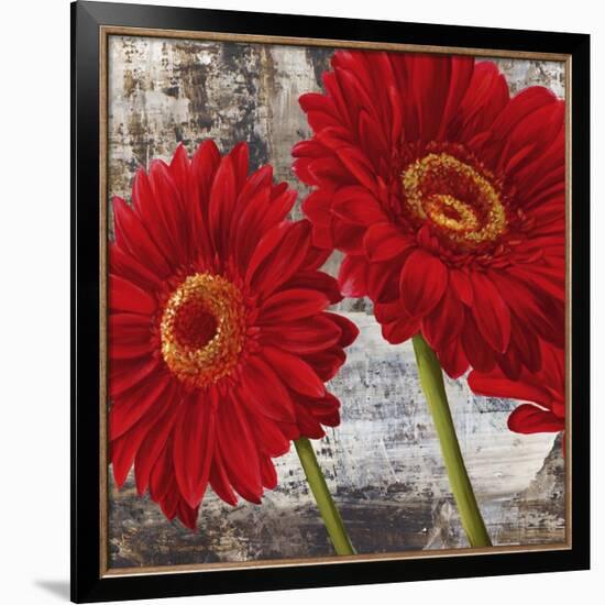 Red Gerberas I-Jenny Thomlinson-Framed Art Print