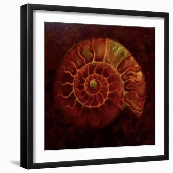 Red/Gold Ammonite, 2020 (Oil on Canvas)-Lee Campbell-Framed Giclee Print