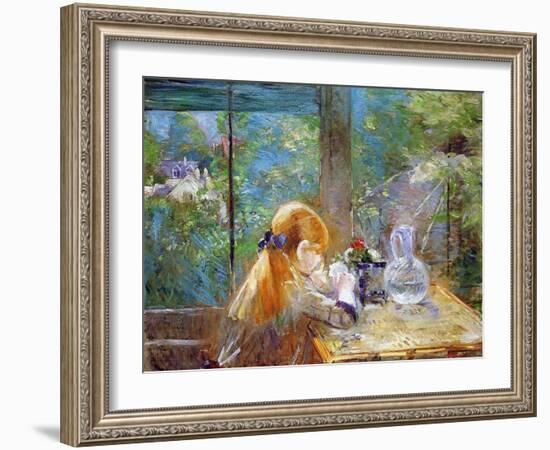 Red-Haired Girl Sitting on a Veranda, 1884-Morisot-Framed Giclee Print