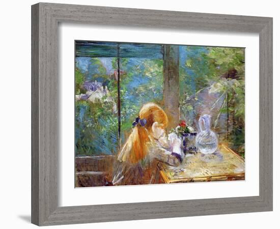 Red-Haired Girl Sitting on a Veranda, 1884-Morisot-Framed Giclee Print