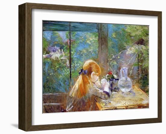 Red-Haired Girl Sitting on a Veranda, 1884-Morisot-Framed Giclee Print