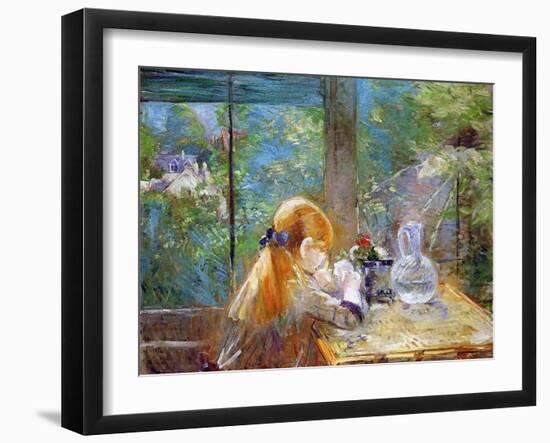 Red-Haired Girl Sitting on a Veranda, 1884-Morisot-Framed Giclee Print