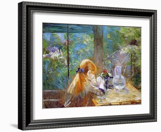 Red-Haired Girl Sitting on a Veranda, 1884-Morisot-Framed Giclee Print