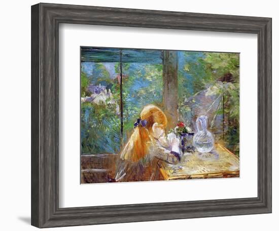 Red-Haired Girl Sitting on a Veranda, 1884-Morisot-Framed Giclee Print