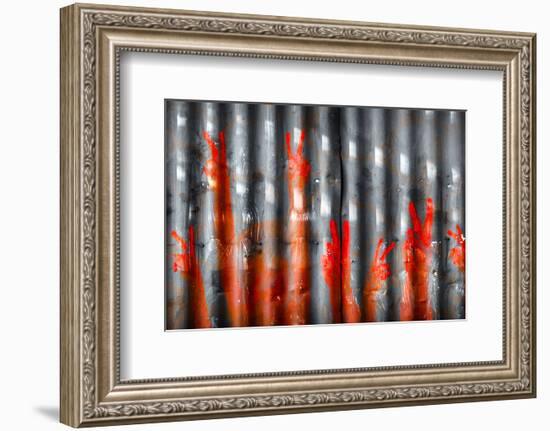 Red Hand Prints - Peace Signs-null-Framed Premium Giclee Print