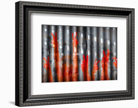 Red Hand Prints - Peace Signs-null-Framed Premium Giclee Print