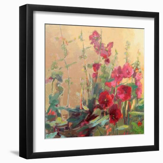 Red Haven Hollyhocks-Beth A^ Forst-Framed Art Print