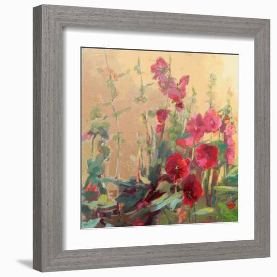 Red Haven Hollyhocks-Beth A^ Forst-Framed Premium Giclee Print