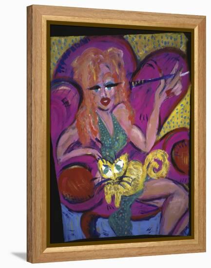 Red Head with Cat-Gina Bernardini-Framed Premier Image Canvas