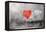 Red Heart Graffiti Over Grunge Cement Wall-Billyfoto-Framed Stretched Canvas