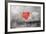 Red Heart Graffiti Over Grunge Cement Wall-Billyfoto-Framed Premium Giclee Print