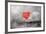 Red Heart Graffiti Over Grunge Cement Wall-Billyfoto-Framed Art Print