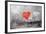 Red Heart Graffiti Over Grunge Cement Wall-Billyfoto-Framed Art Print