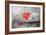 Red Heart Graffiti Over Grunge Cement Wall-Billyfoto-Framed Art Print