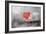 Red Heart Graffiti Over Grunge Cement Wall-Billyfoto-Framed Art Print