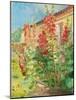 Red Hollyhocks in the Garden of the Ancher Family at Markvej in Skagen-Anna Ancher-Mounted Giclee Print