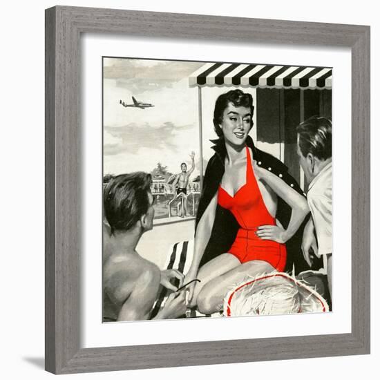 Red Hot Woman  - Saturday Evening Post "Leading Ladies", May 22, 1954 pg.83-Artist Unkown-Framed Giclee Print