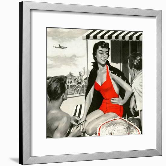 Red Hot Woman  - Saturday Evening Post "Leading Ladies", May 22, 1954 pg.83-Artist Unkown-Framed Giclee Print