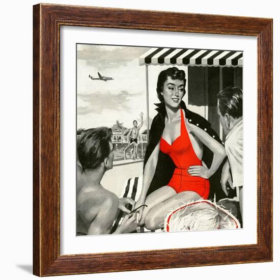 Red Hot Woman  - Saturday Evening Post "Leading Ladies", May 22, 1954 pg.83-Artist Unkown-Framed Giclee Print