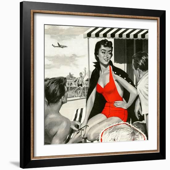 Red Hot Woman  - Saturday Evening Post "Leading Ladies", May 22, 1954 pg.83-Artist Unkown-Framed Giclee Print
