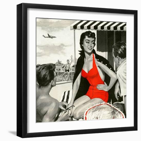 Red Hot Woman  - Saturday Evening Post "Leading Ladies", May 22, 1954 pg.83-Artist Unkown-Framed Giclee Print