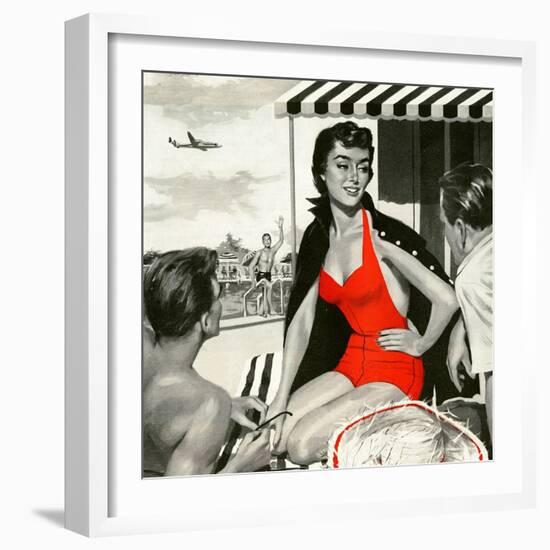 Red Hot Woman  - Saturday Evening Post "Leading Ladies", May 22, 1954 pg.83-Artist Unkown-Framed Giclee Print