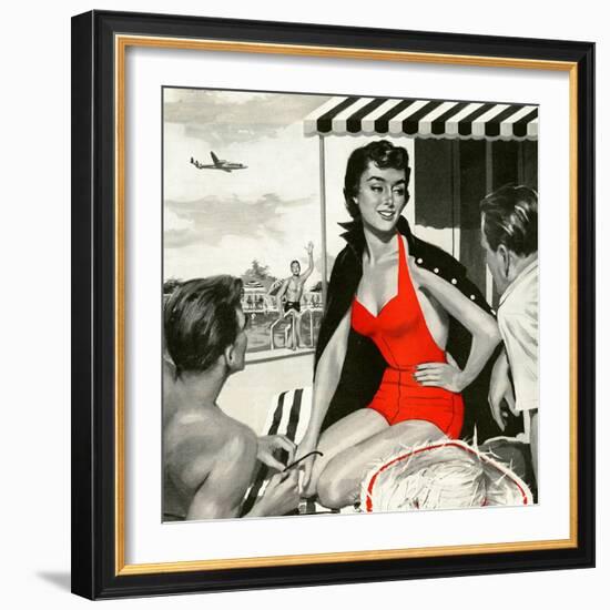 Red Hot Woman  - Saturday Evening Post "Leading Ladies", May 22, 1954 pg.83-Artist Unkown-Framed Giclee Print