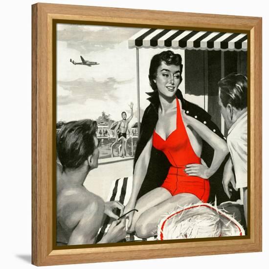 Red Hot Woman  - Saturday Evening Post "Leading Ladies", May 22, 1954 pg.83-Artist Unkown-Framed Premier Image Canvas